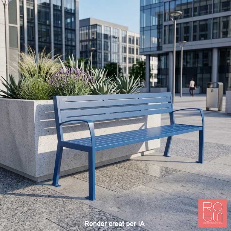 Banc urbà Silaos amb recolza braç en tot acer de 1800 mm
